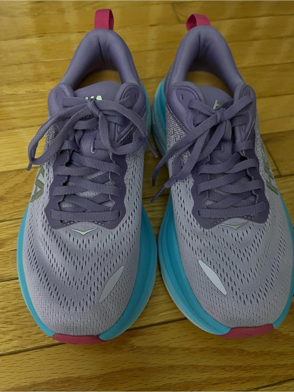 Hoka Bondi 8 Women's Lavender and Teal Running Shoes